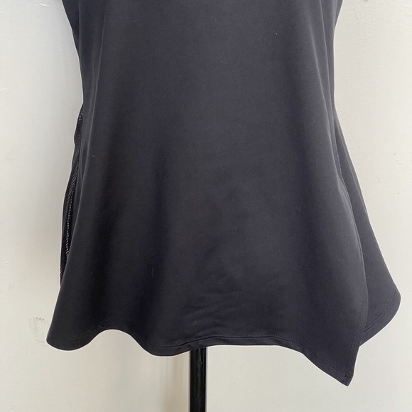 Justfab Active Womens Blouse Black Mesh Short Sleeve Asymmetric Side Slit Size S - Picture 14 of 15